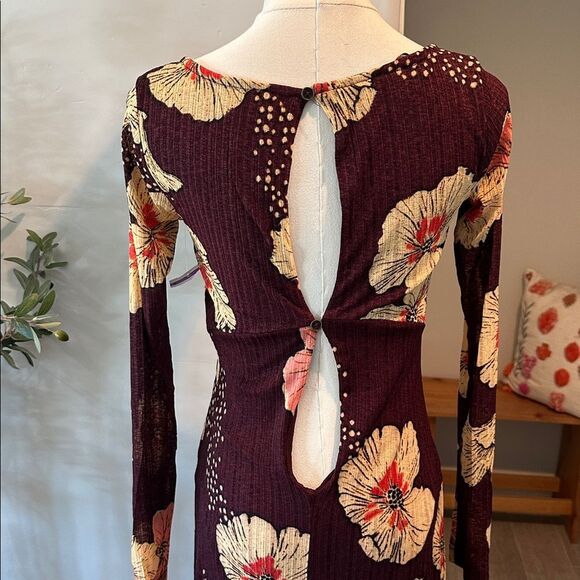Free People Calla Floral Long Sleeved Knit Midi Dress New! - Picture 10 of 14